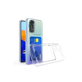 XİAOMİ REDMİ NOTE 11S İLE UYUMLU ŞEFFAF KARTLIKLI KARTVİZİTLİ TELEFON KILIFI CARDCASE
