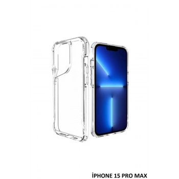 İphone 15 Pro Max Kılıf Kamera Çıkıntılı Şeffaf Darbe Emici Sert Silikon Telefon Kılıfı T-Max