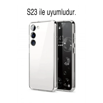 Samsung Galaxy S23 ile Uyumlu Kamera Korumalı Şeffaf Silikon Kılıf