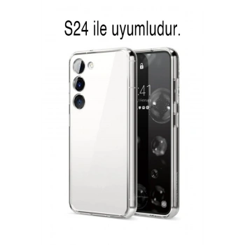 Samsung Galaxy S24 ile Uyumlu Kamera Korumalı Şeffaf Silikon Kılıf