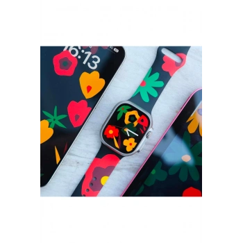 Apple Watch 38/40/41 MM ile Uyumlu Çiçek Desenli Silikon Saat Kordonu