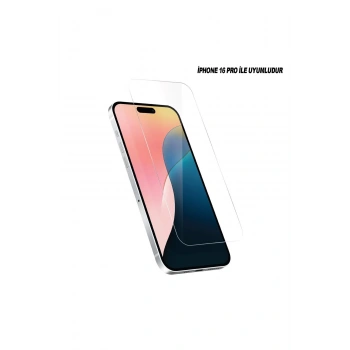 Apple iPhone 16 Pro ile Uyumlu 9H Temperli Cam Ekran Koruyucu Leke Tutmaz HD Netlik