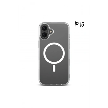 iPhone 16 ile Uyumlu Kablosuz Şarj Magsafe Özellikli Şeffaf Silikon Kılıf