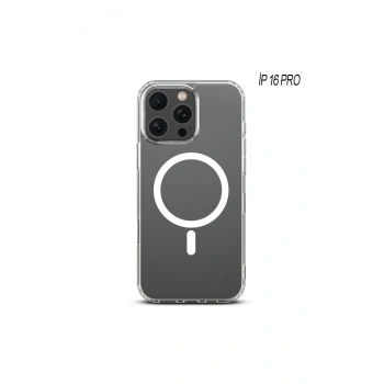 iPhone 16 Pro ile Uyumlu Kablosuz Şarj Magsafe Özellikli Şeffaf Silikon Kılıf