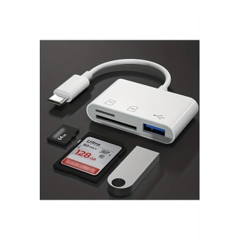 Type-C Kart Okuyucu  MacBook Telefon Bilgisayar Tablet Uyumlu Type-C to USB / SD / TF