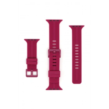 Watch Series 11/10 46mm Uyumlu Çizgi Detaylı Esnek Yumuşak Tokalı Silikon Kordon Yüksek Kalite Kayış