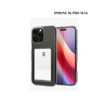 İphone 16 PRO MAX ile Uyumlu Kamera Korumalı Şeffaf Kartlıklı Card Case