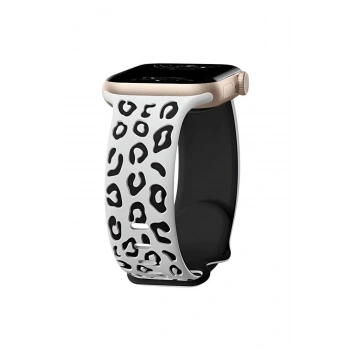 Apple Watch 9 8 7 6 5 4 3 2 Se 38 40 41 MM Leopar Desenli Silikon Kordon