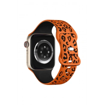 Apple Watch 9 8 7 6 5 4 3 2 Se 38 40 41 MM Leopar Desenli Silikon Kordon