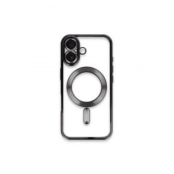 İPHONE 16 PLUS İLE UYUMLU LAZER KESİM KENARLARI RENKLİ MAGSAFE ÖZELLİKLİ ŞEFFAF TELEFON KILIFI