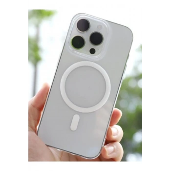 iPhone 16 Pro Max ile Uyumlu Magsafe Şarj Özellikli Ultra İnce Sararmaz Şeffaf PC Minimalist Kılıf