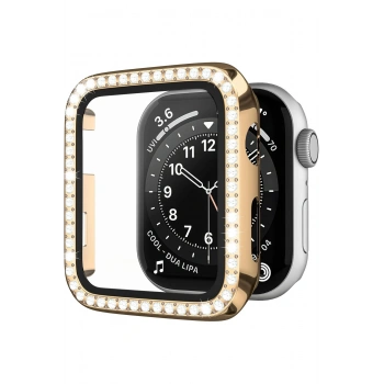 Watch SE3/SE2/SE/6/5/4 Seri Uyumlu 44mm Taş İşlemeli Parlak Şık Göz Alıcı Kasa Ekran Koruyucu
