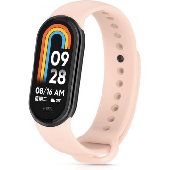 Xiaomi Mi Band 8 ile Birebir Uyumlu Kolay Takılıp Çıkarılabilen Renkli Esnek Pembe Silikon Kordon