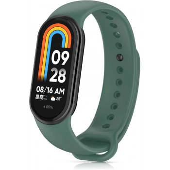 Xiaomi Mi Band 8 ile Birebir Uyumlu Kolay Takılıp Çıkarılabilen Renkli Esnek Haki Silikon Kordon