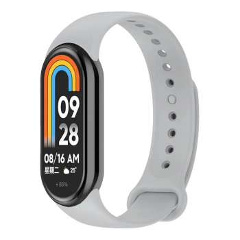 Xiaomi Mi Band 8 ile Birebir Uyumlu Kolay Takılıp Çıkarılabilen Renkli Esnek Gri Silikon Kordon