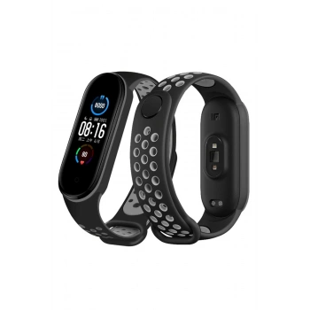 Xiaomi Mi Band 5 Mi Band 6 ile Birebir Tam Uyumlu Delikli Model Çift Renk Spor Esnek Silikon Kordon