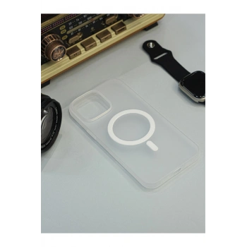 İphone 13 Kılıf Magsafe Buzlu Mat Şeffaf Silikon Slim