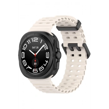Samsung Galaxy Watch 7 Ultra ile Birebir Uyumlu Delikli Esnek Renkli Değiştirilebilir Silikon Kordon