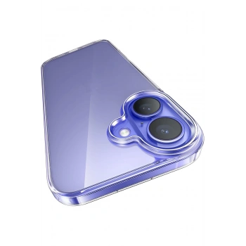 Apple iPhone 16 Plus ile Uyumlu Sararmaz Sert PC Kristal Netlikte Minimalist Şeffaf Kılıf