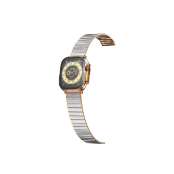 Apple Watch 41/40/38Mm Series 10/11(42MM)/9/8/7/SE1-2-3/6 Uyumlu Çift Renk İşlemeli Metal Lüx Kordon