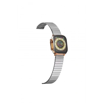 Apple Watch 42/44/45/46/49MM Ultra2-3/11/10/9/8/7/SE2-3/6 Uyum Çift Renk İşlemeli Metal Lüx Kordon