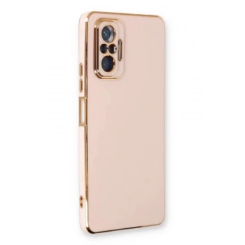 Xiaomi Redmi Note 10 Pro 4G ile Uyumlu Gold Detaylı Parlak Esnek Silikon Kılıf
