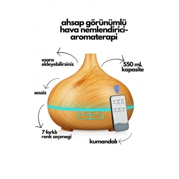 ODA HAVA NEMLENDİRİCİSİ-AROMATERAPİ 7 FARKLI IŞIK SEÇENEKLİ KUMANDALI HUMIDIFIER