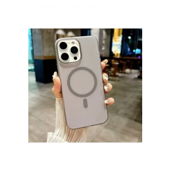iPhone 15 Pro ile Uyumlu Minimalist Tasarım Mat Buzlu Soft Slim MagSafe Özellikli PC Kılıf
