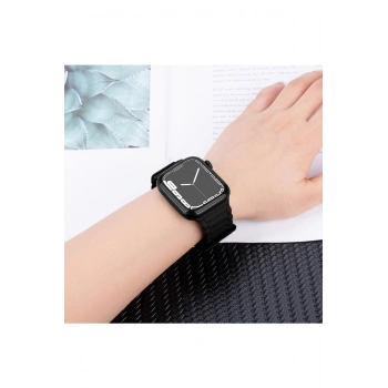 Apple Watch 7/8/SE/SE2/SE3/9/10/11 42/44/45/46/49mm Uyum Askeri Desen Mıknatıslı Silikon Kordon