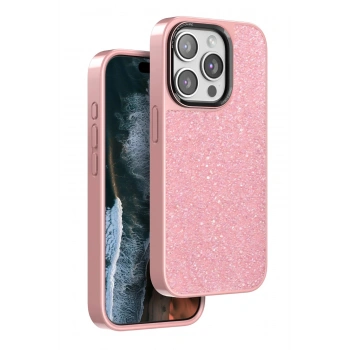 iPhone 14 Pro Max ile Uyumlu Şık Taşlı Desen Pembe Telefon Kılıfı Kombin Tamamlayan Arka Kapak