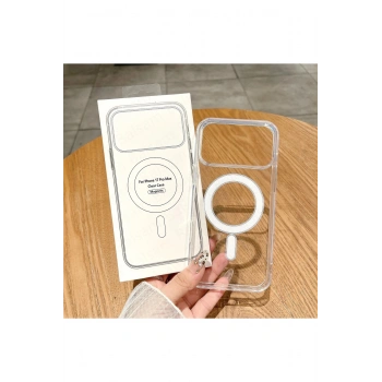 Apple İphone 17 PRO MAX ile Uyumlu Magsafe Kablosuz Şarj Destekli Şeffaf Silikon Kılıf