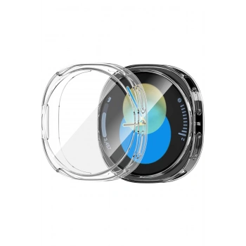 Samsung Galaxy Watch 8 Serisi 44mm Uyumlu Şeffaf Silikon Esnek Kasa ve Ekran Koruyucu