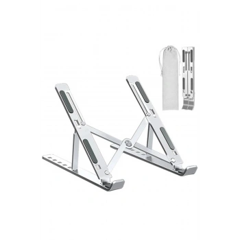 Macbook/Notebook ve Tablet Uyumlu Metal Laptop Standı Hafif Kaydırmaz Ayarlanabilir Katlanabilir