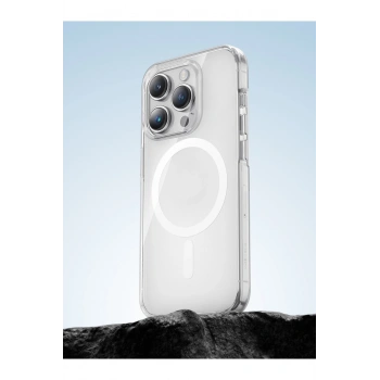 iPhone 15 Pro Max ile Uyumlu Magsafe Şarj Özellikli Ultra İnce Sararmaz Şeffaf PC Minimalist Kılıf