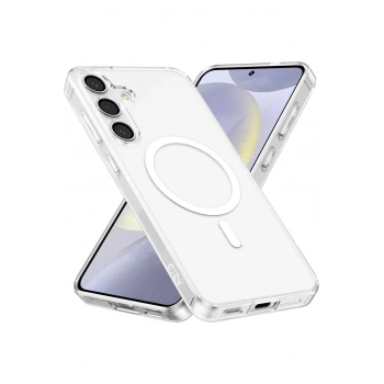 Samsung Galaxy S25 FE Magsafe Şarj Özellikli Ultra İnce Sararmaz Şeffaf PC Minimalist Kılıf