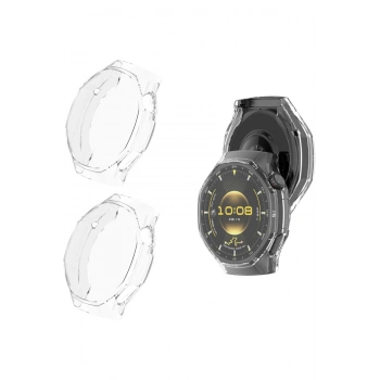 2 Adet Huawei Watch GT 6 Pro 46mm Uyumlu Şeffaf Silikon Kasa Koruyucu TPU Esnek Yumuşak Koruyucu