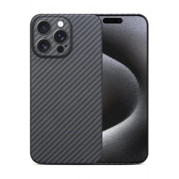 iPhone 16 Pro için Karbon Desenli Ultra İnce Telefon Kılıfı Minimalist Kamera Korumalı Ultra Slim