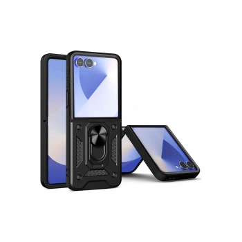 Samsung Galaxy Z Flip 7 ile Uyumlu Yüzük Stantlı Tank Kılıf