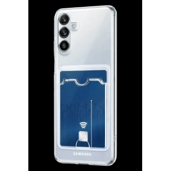 Samsun Galaxy A37 ile Uyumlu Kartlık Bölmeli Kamera Korumalı Darbe Emici Kartlıklı Şeffaf TPU Silikon Kılıf