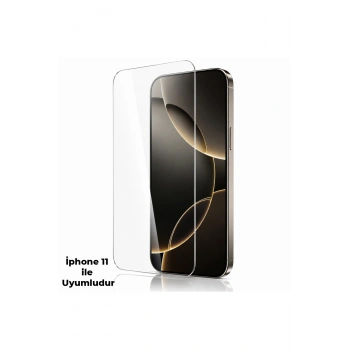 iPhone 11 ile Uyumlu 500C Temperli Kırılmaz Cam Ekran Koruyucu HD Şeffaf Tam Kaplayan Siyah Çerçevesiz Cam