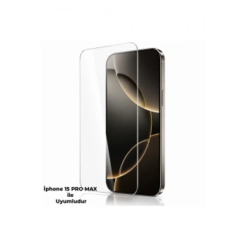 iPhone 15 PRO MAX ile Uyumlu 500C Temperli Kırılmaz Cam Ekran Koruyucu HD Şeffaf Tam Kaplayan Siyah Çerçevesiz Cam