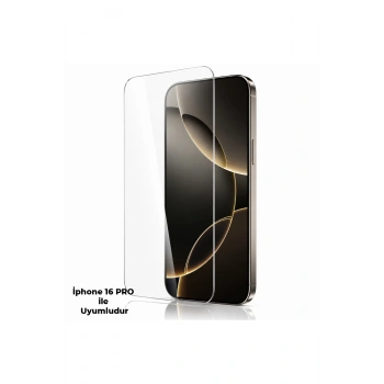 iPhone 16 PRO ile Uyumlu 500C Temperli Kırılmaz Cam Ekran Koruyucu HD Şeffaf Tam Kaplayan Siyah Çerçevesiz Cam