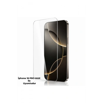 iPhone 16 PRO MAX ile Uyumlu 500C Temperli Kırılmaz Cam Ekran Koruyucu HD Şeffaf Tam Kaplayan Siyah Çerçevesiz Cam