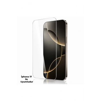iPhone 17 ile Uyumlu 500C Temperli Kırılmaz Cam Ekran Koruyucu HD Şeffaf Tam Kaplayan Siyah Çerçevesiz Cam