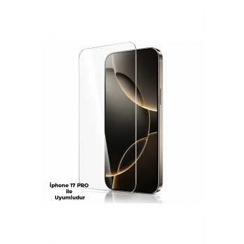 iPhone 17 PRO ile Uyumlu 500C Temperli Kırılmaz Cam Ekran Koruyucu HD Şeffaf Tam Kaplayan Siyah Çerçevesiz Cam