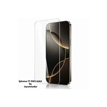 iPhone 17 PRO MAX ile Uyumlu 500C Temperli Kırılmaz Cam Ekran Koruyucu HD Şeffaf Tam Kaplayan Siyah Çerçevesiz Cam