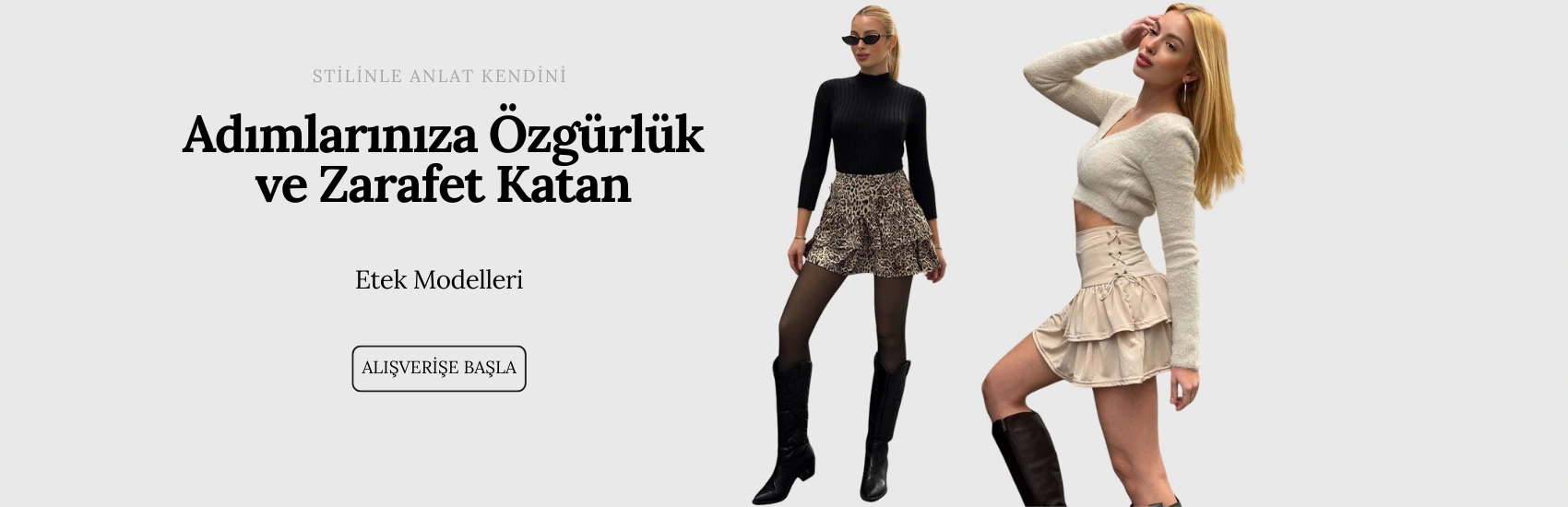 Krem rengi kat kat mini etek kombini - Etek Modelleri Kategorisi