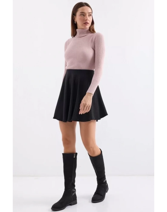 10311 Balıkçı Yaka Triko Kazak - Pembe