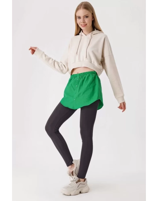 1888 Sweatshirt Ve Kazak Altı Gömlek Etek - Yeşil