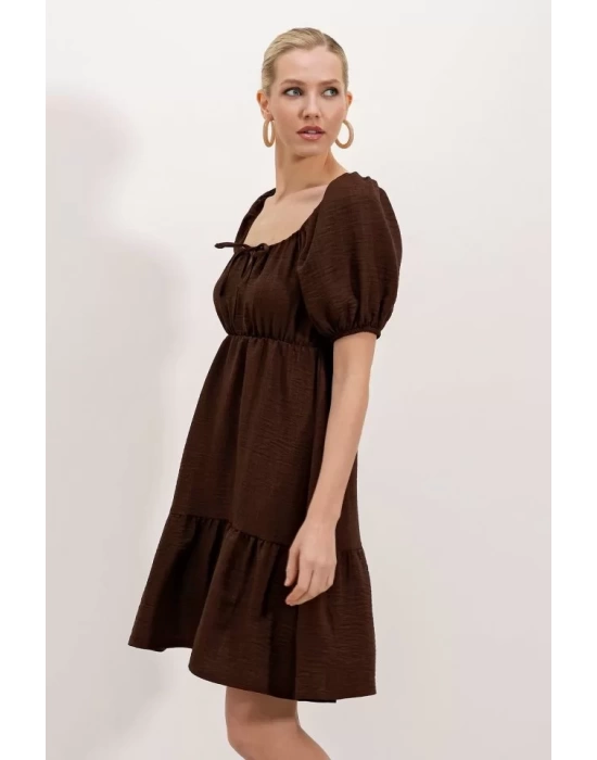 2351 Kloş Poplin Elbise - A.Kahve